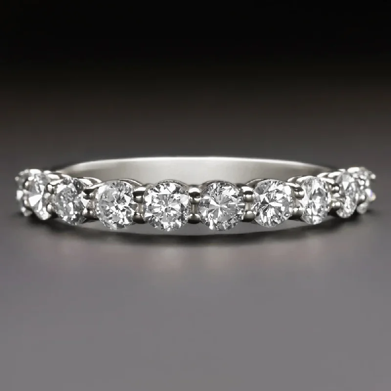 traditional engagement rings for women-0.84ct DIAMOND WEDDING BAND STACKING RING NATURAL 14k WHITE GOLD CLASSIC ROUND