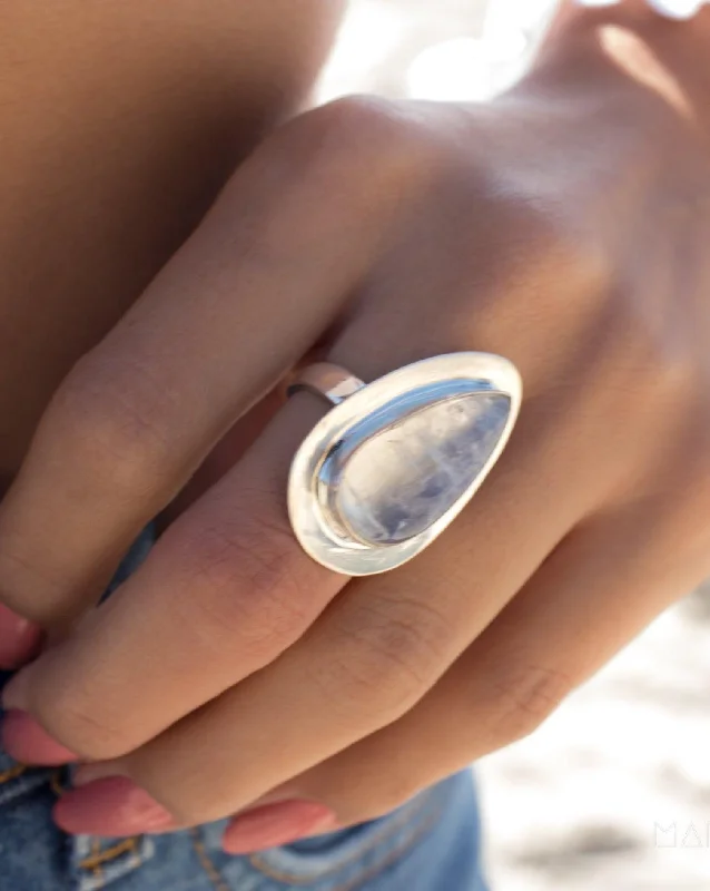 silver rings for women-Moonstone Ring ~ Sterling Silver 925 ~ MR108