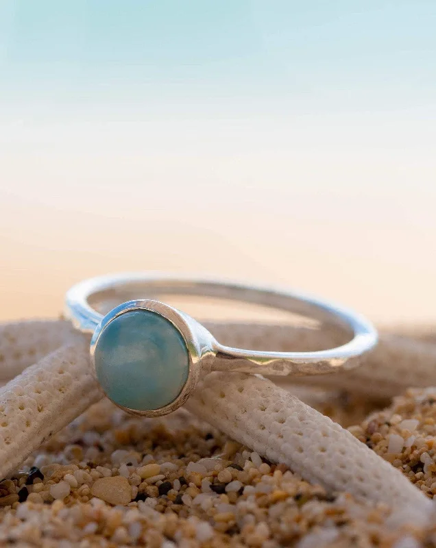 diamond cluster rings for women-Larimar Ring ~  Sterling Silver 925 ~ MR236