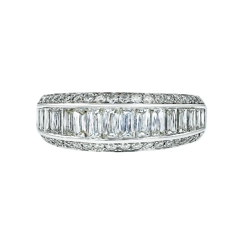 forever engagement rings for women-Crisscut Baguette Diamond Wedding Band