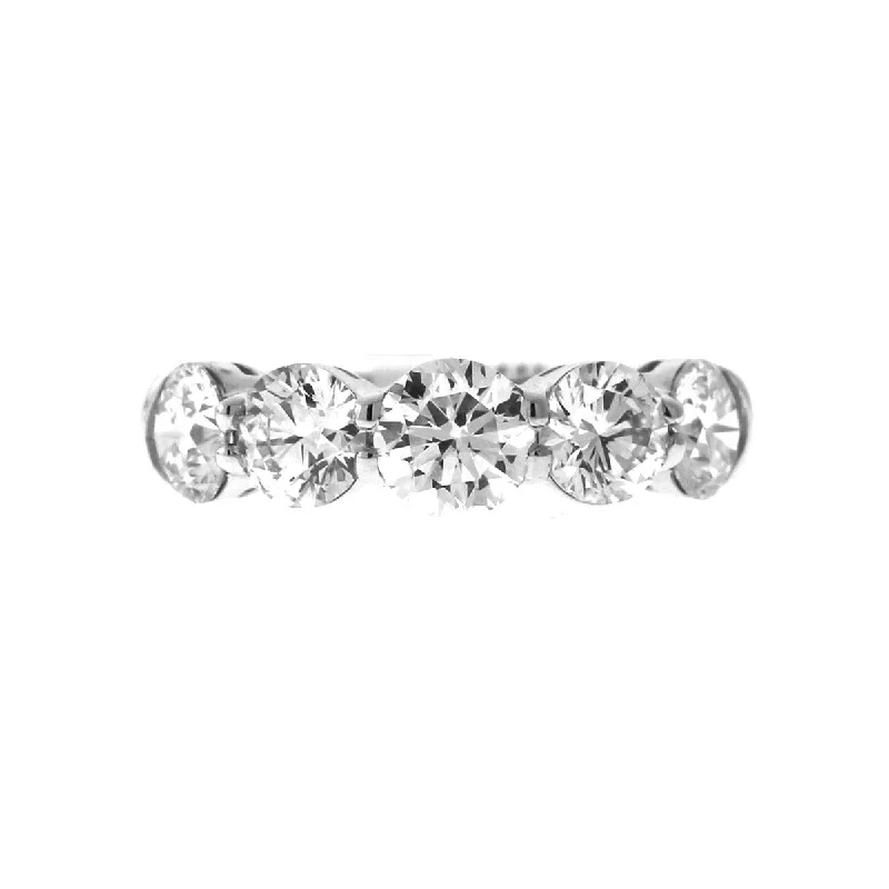 floral diamond engagement rings for women-Platinum 5 Stone Diamond Wedding Band