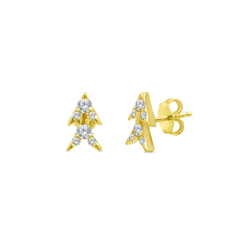 trendy earrings for women-Mini Double Arrow Stud