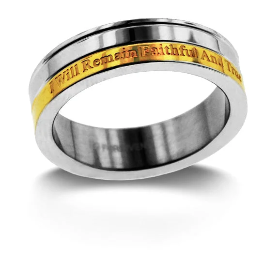 personalized name rings for women-I Will Remain Faithful And True Ring