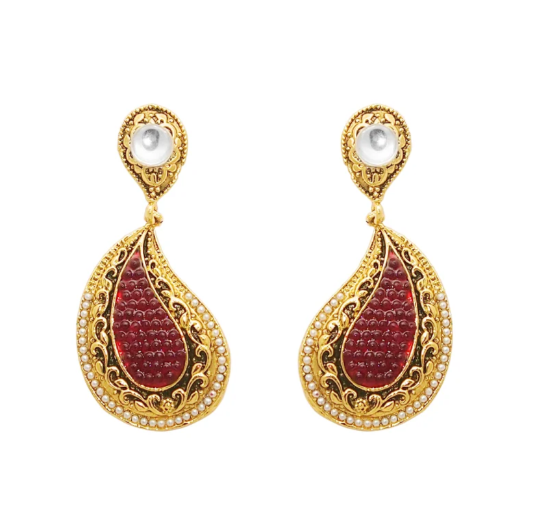 tassel earrings for women-Amina Creation Gold Plated Dangler Earrings