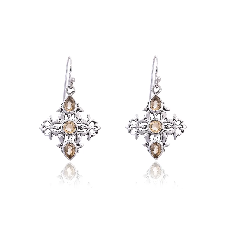 floral earrings for women-Silver Mountain Citrine silver 925 earring