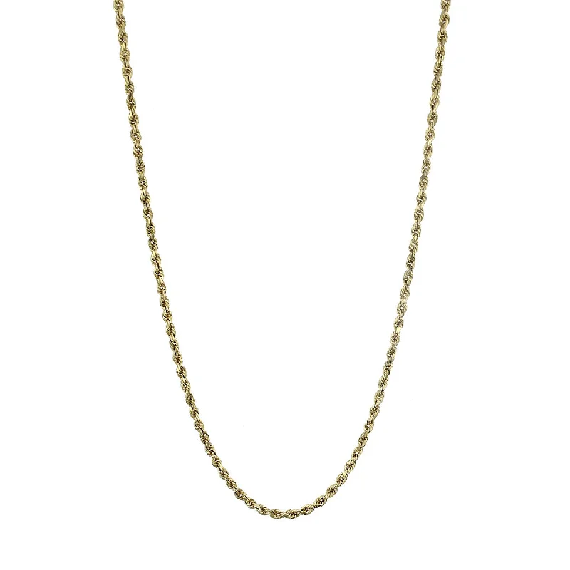 black necklace for women-14K Yellow Gold 3.40mm Rope Chain Necklace