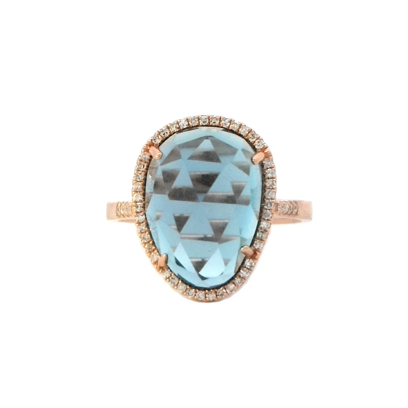 custom made rings for women-London Blue Topaz Ring in Rose Gold