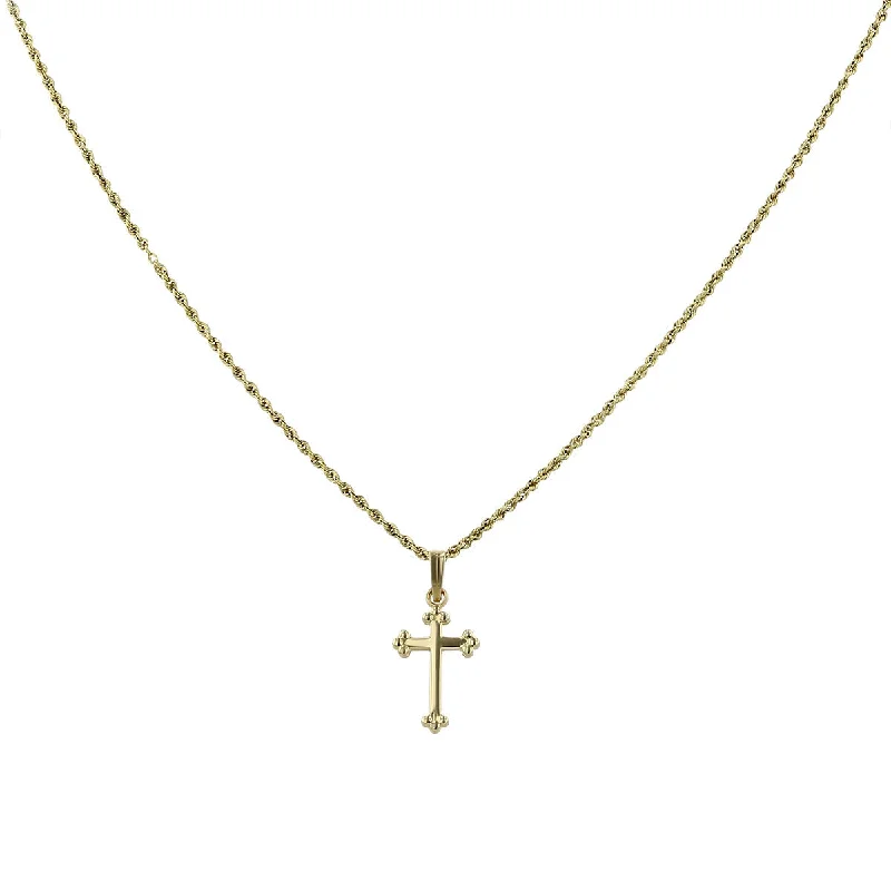 infinity pendant necklaces for women-14K Cross with 20-Inch Rope Chain Necklace