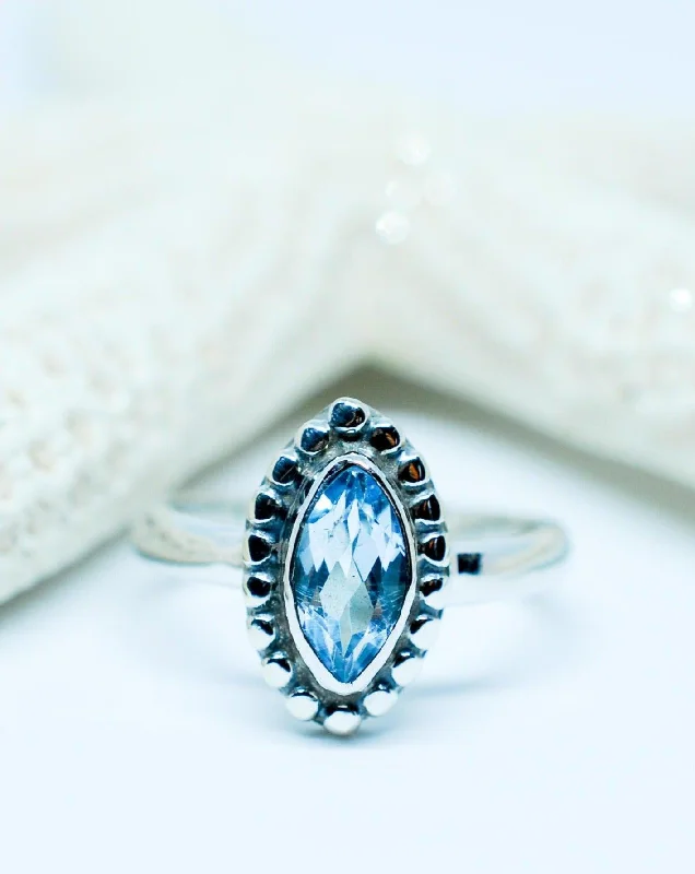 adjustable gold rings for women-Maui Ring ~ Blue Topaz ~ Sterling Silver 925 ~MR093