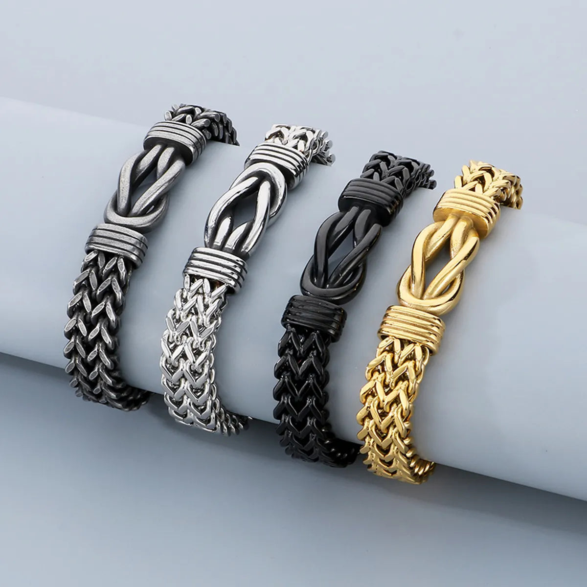 glittering bracelets for women-Hip-Hop Simple Style Knot 304 Stainless Steel 18K Gold Plated Men'S Bracelets