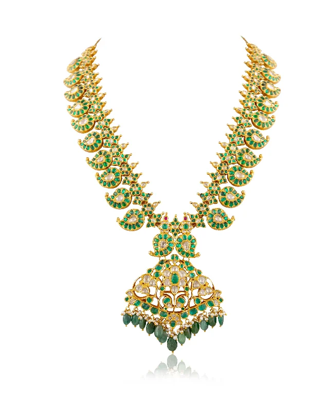 sun necklace for women-Dishani Jadau Polki Long Necklace