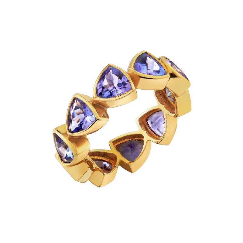 sterling silver rings for women-Tanzanite Bezel Band