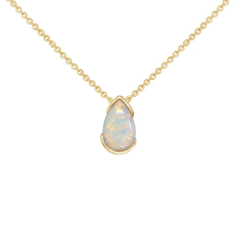 birthstone necklaces for women-14K Yellow Gold Australian Opal Necklace