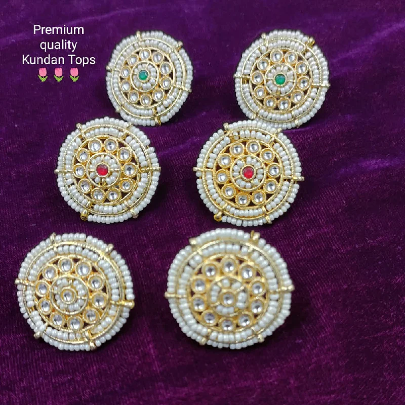 unique earrings for women-Manisha Jewellery Gold Plated Kundan Stud Earrings