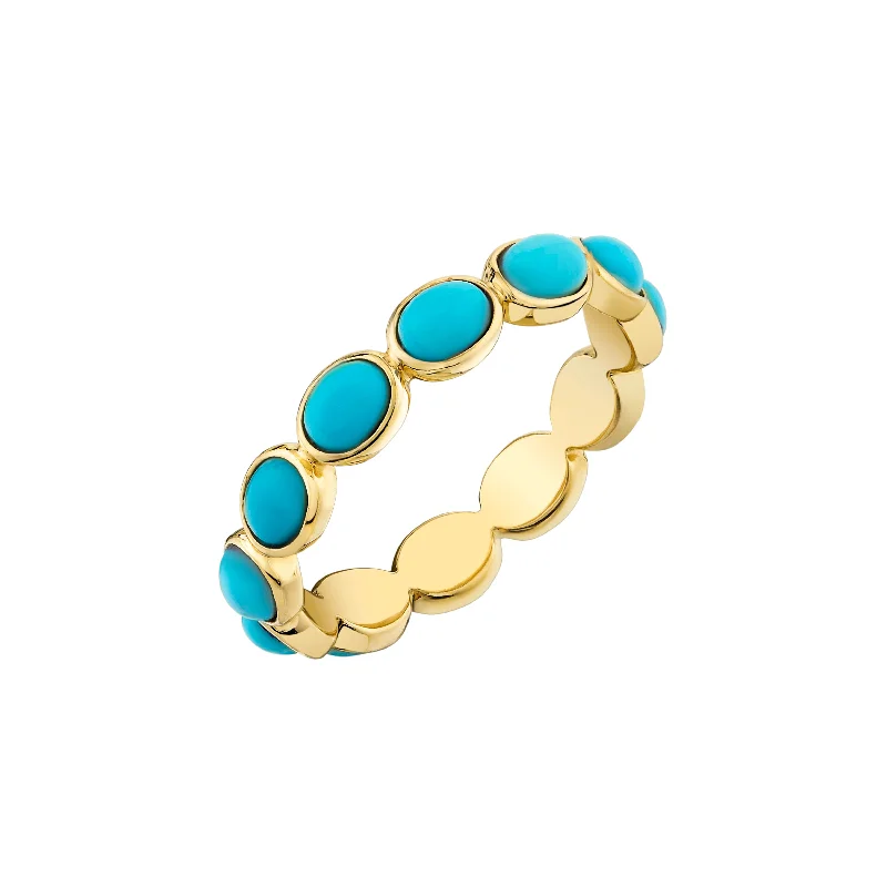 eternity rings for women-Bezel Turquoise Band