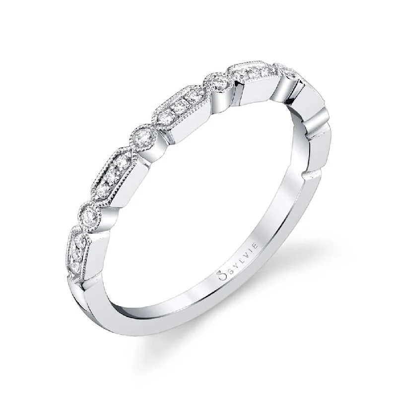 custom made engagement rings for women-Sylvie Stackable Diamond Wedding Band - B0036