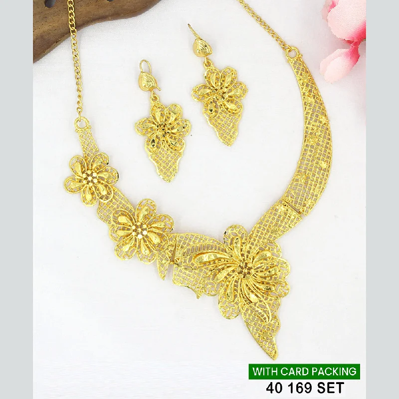 gold plated necklaces for women-Mahavir Gold Plated Necklace Set