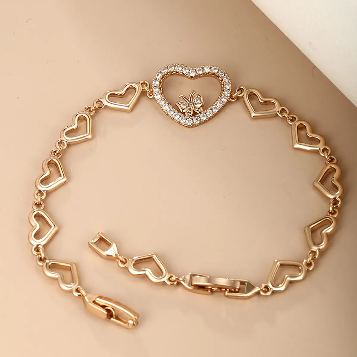 modern bracelets for women-Casual Cute Xuping Heart Shape Butterfly 18k Gold Plated Artificial Diamond Alloy Wholesale Bracelets