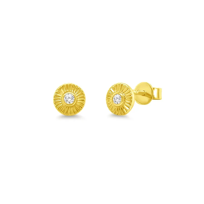 dangly earrings for women-Diamond & Gold Sundial Studs