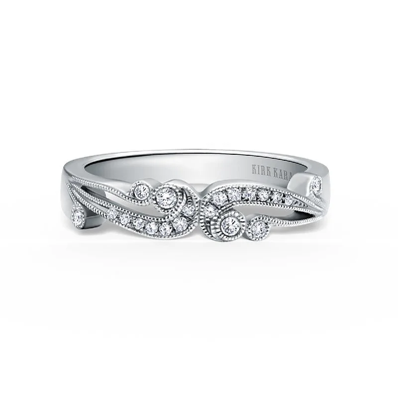 big diamond engagement rings for women-18K White Gold Artistic Waves Diamond Wedding Band