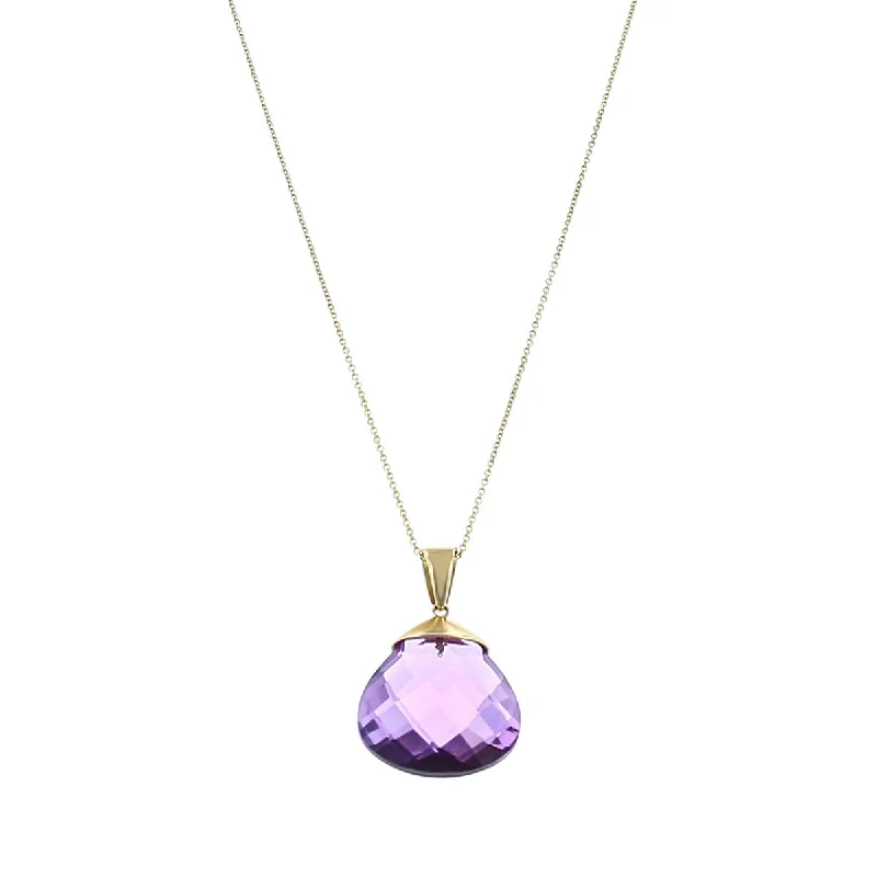 heart-shaped pendants for women-11.00-Carat Checkered Amethyst Pendant Necklace