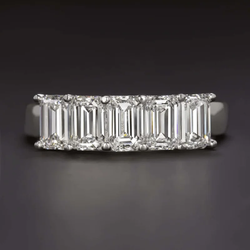 halo diamond engagement rings for women-2 CARAT EMERALD CUT NATURAL DIAMOND WEDDING BAND RING WHITE GOLD BAGUETTE 2ct