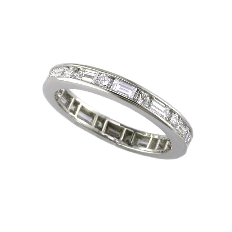 solitaire rings for women-Platinum Channel-Set Diamond Eternity Wedding Band