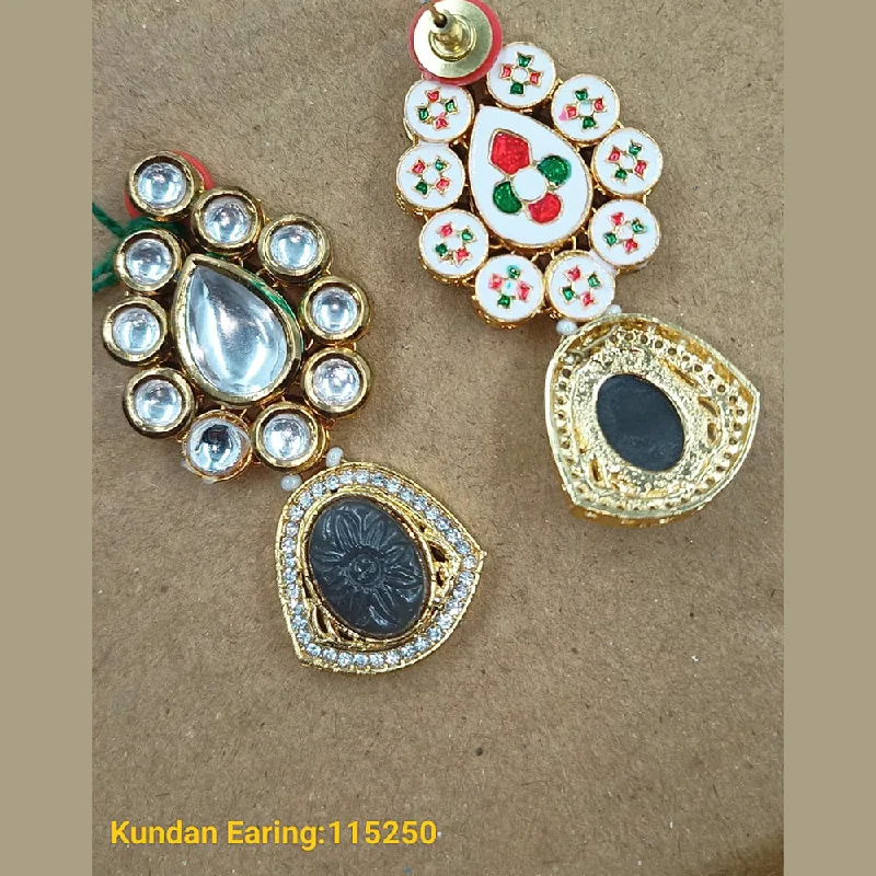 clip-on earrings for women-Padmawati Bangles Gold Plated Kundan Stone Dangler Earrings