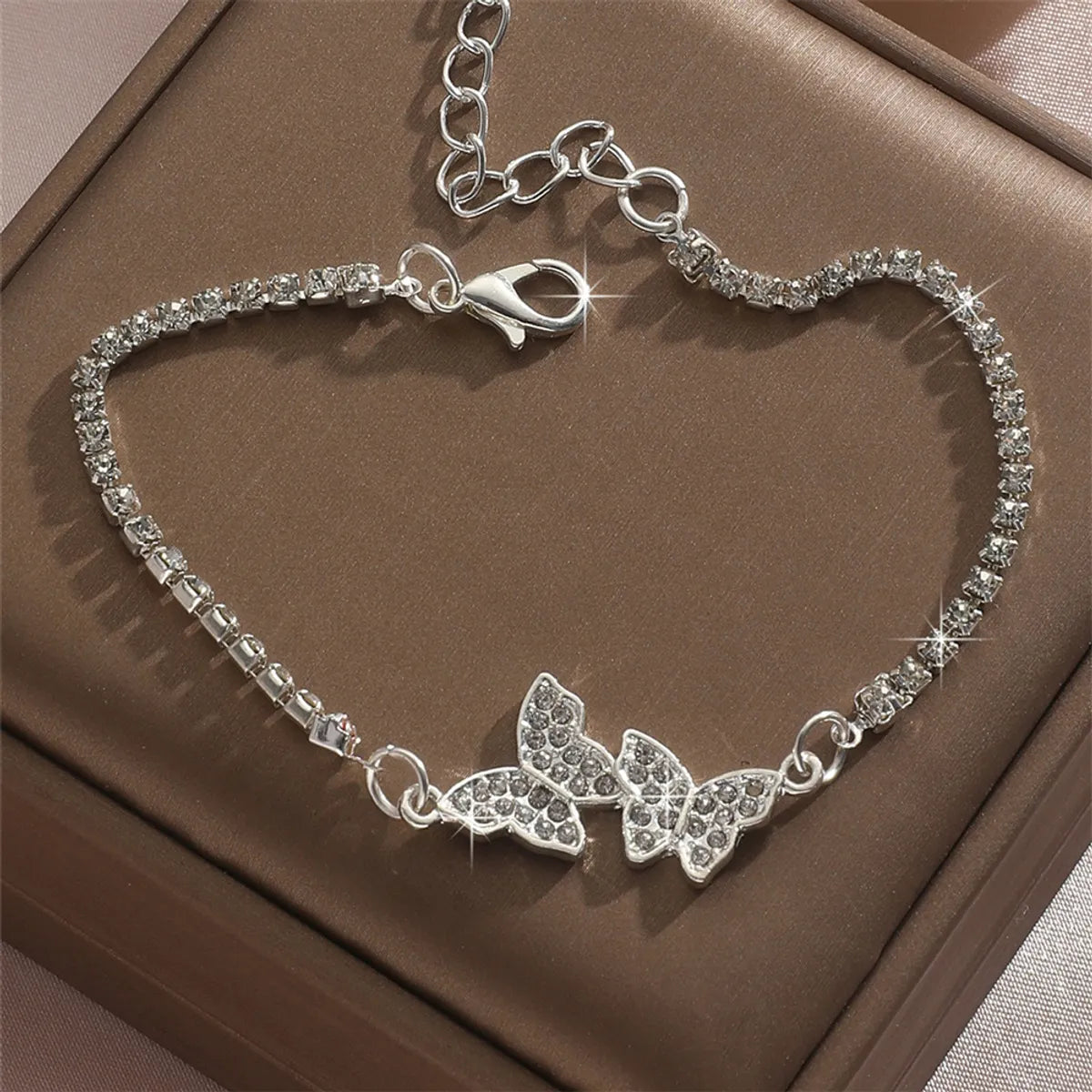 silver bangles for women-Simple Style Butterfly Alloy Inlay Rhinestones Women's Bracelets