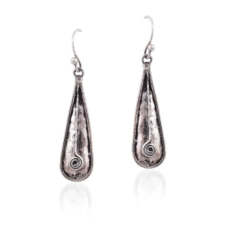 statement stud earrings for women-Silver Mountain Sterling Silver hammered hook earring