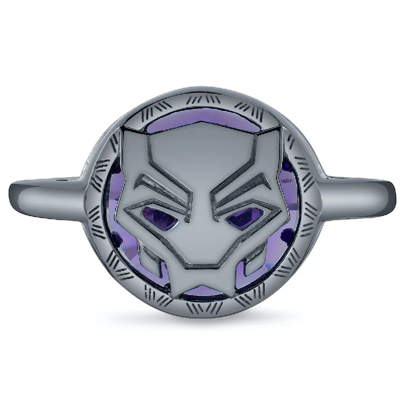 stackable rings for women-Marvel X RockLove BLACK PANTHER LEGACY Crystal Icon Ring