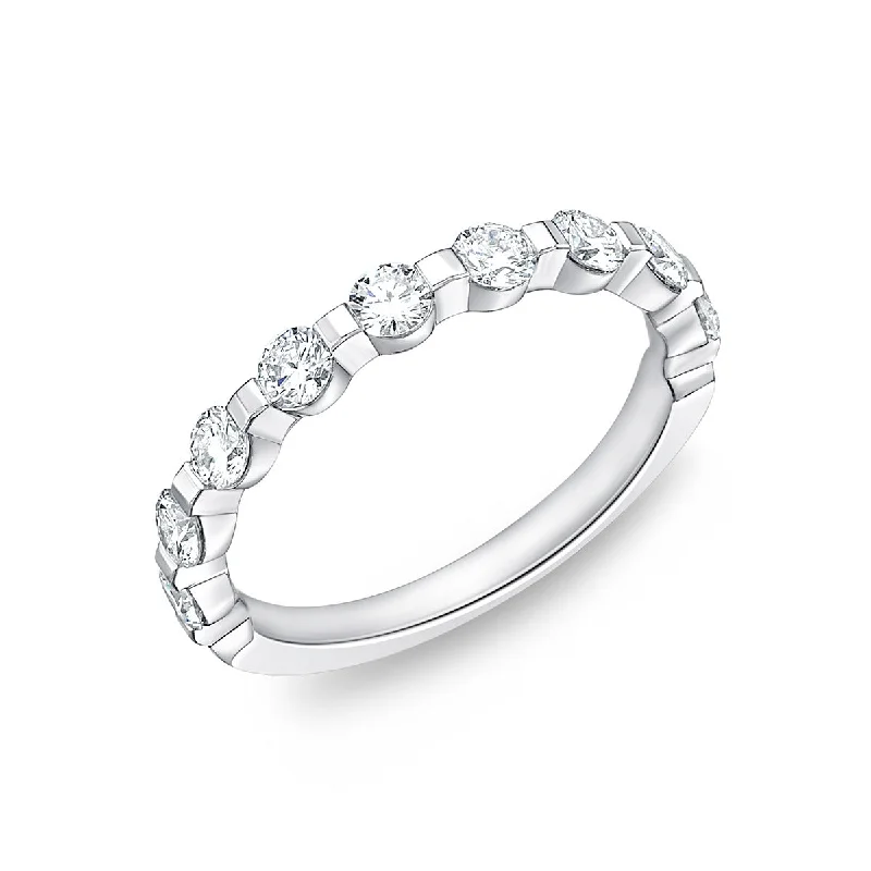 platinum halo engagement rings for women-Platinum Precious Prong 9-Stone Wedding Band