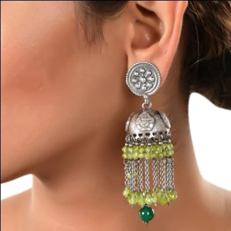 bohemian earrings for women-Silver Mountain 925 Sterling Silver Jhumki Earrings