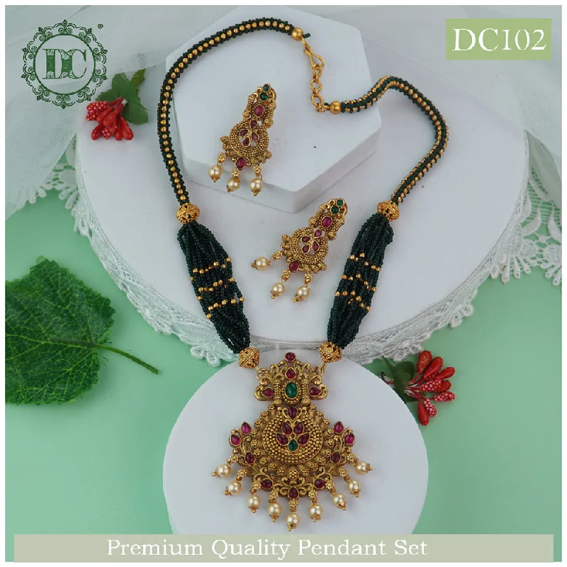 personalized gold necklaces for women-Diksha Collection Gold Plated Pota Stone Long Necklace Set