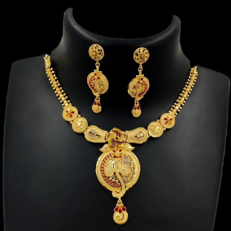 simple necklaces for women-Pari Art Jewellery Forming Gold Necklace Set