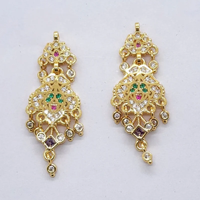 beaded earrings for women-Raiyaraj Gold Plated American Diamond Micro Plating Pack of 3 Dangler Designer Earrings