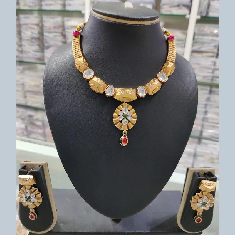 colorful gemstone necklaces for women-Manisha Jewellery Gold Plated Pota Stone Necklace Set