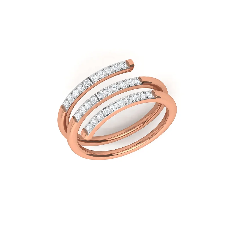 sterling silver rings with diamonds for women-Three-Layer Diamond Twist Ring