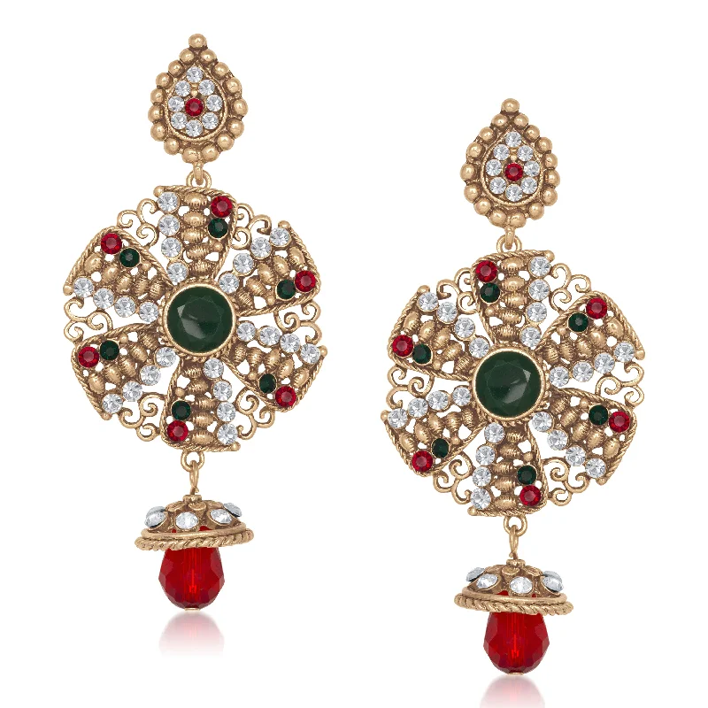 gold-plated earrings for women-Amina Creation Gold Plated Dangler Earrings