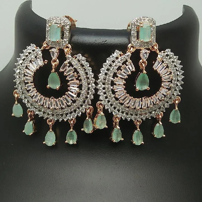 diamond earrings for women-Pooja Bangles 2 Tone Plated Crystal Stone Dangler Earrings