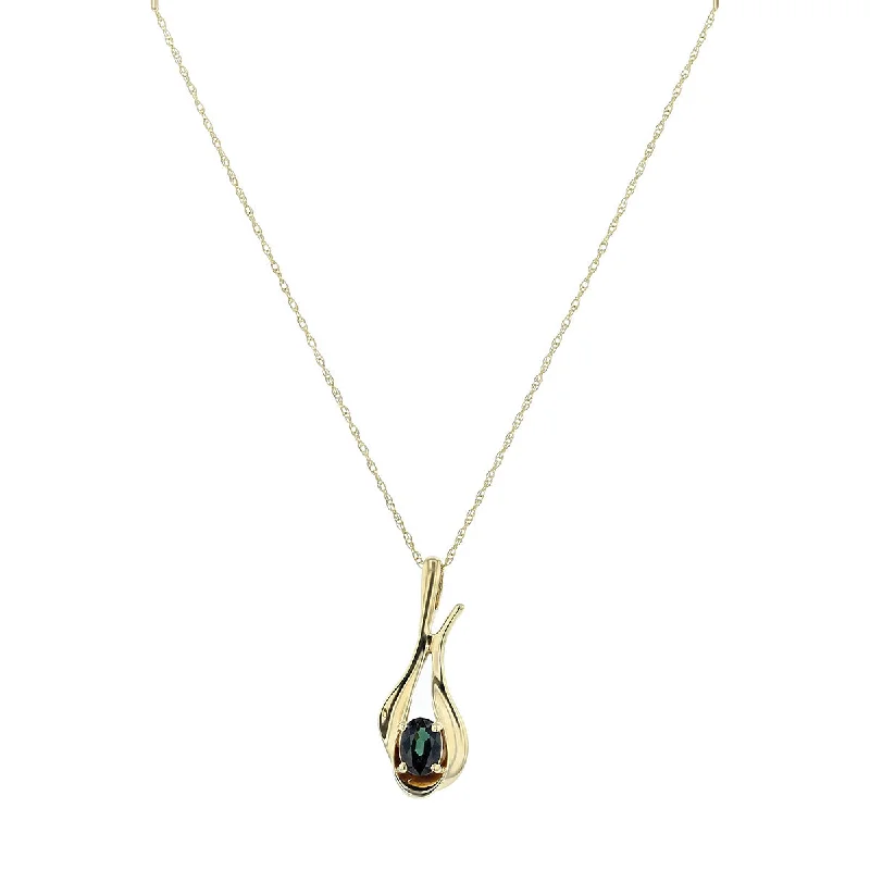 luxury necklaces for women-14K Gold Green Tourmaline Drop Pendant Necklace