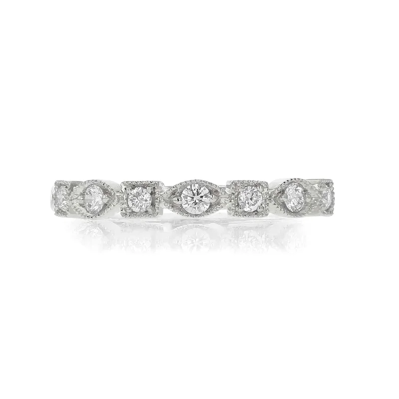 unique engagement rings for women-14K White Gold Diamond Boxes Wedding Band