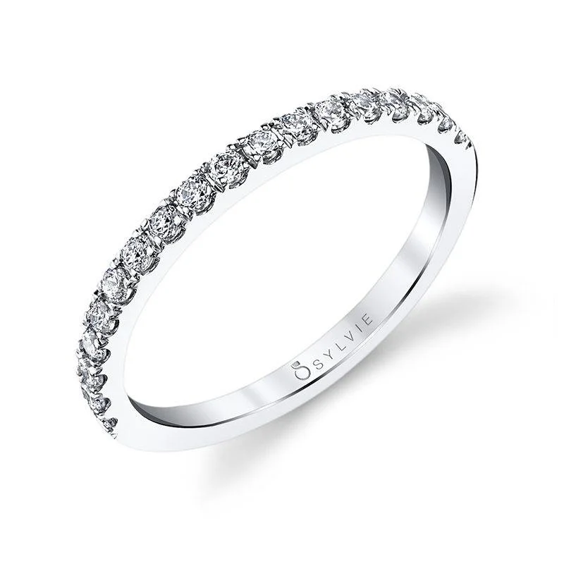 engagement rings with colored diamonds for women-Sylvie Classic Wedding Band BS1199