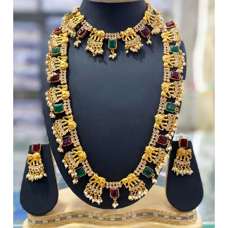 collar necklaces for women-Manisha Jewellery Gold Plated Double Necklace Set