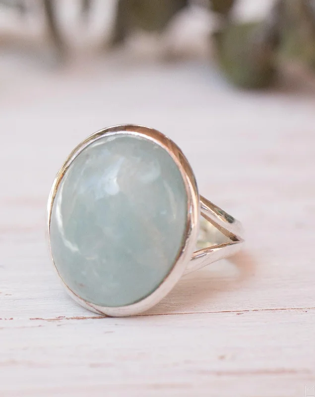 classic rings for women-Aquamarine Ring ~ Sterling Silver 925 ~ MR168