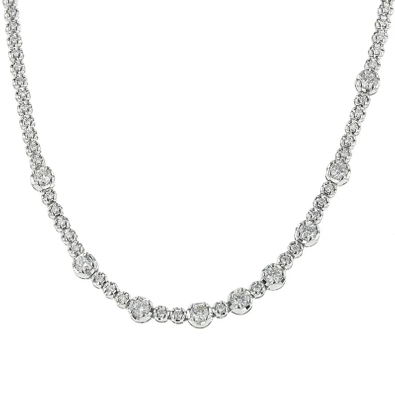 statement necklaces for women-14K White Gold Diamond Necklace