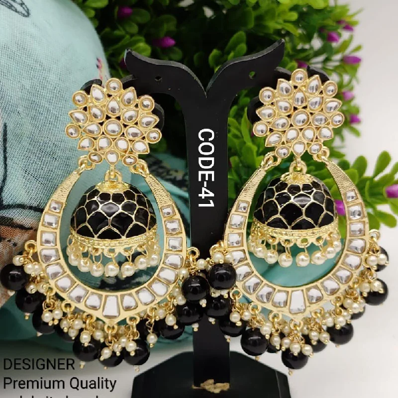 gold stud earrings for women-India Art Gold Plated Meenakari Jhumki Earrings