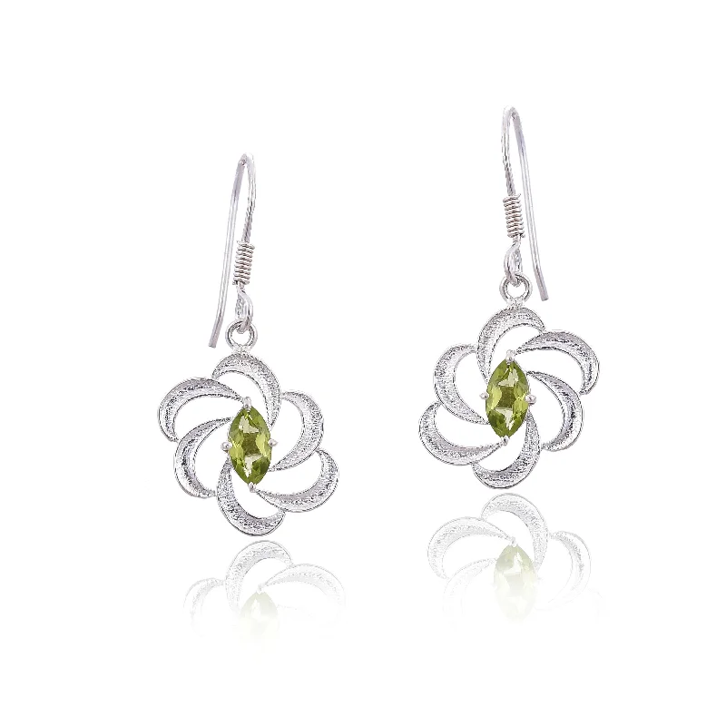 hoop earrings for women-Silver Mountain 925 Silver Peridot Earring