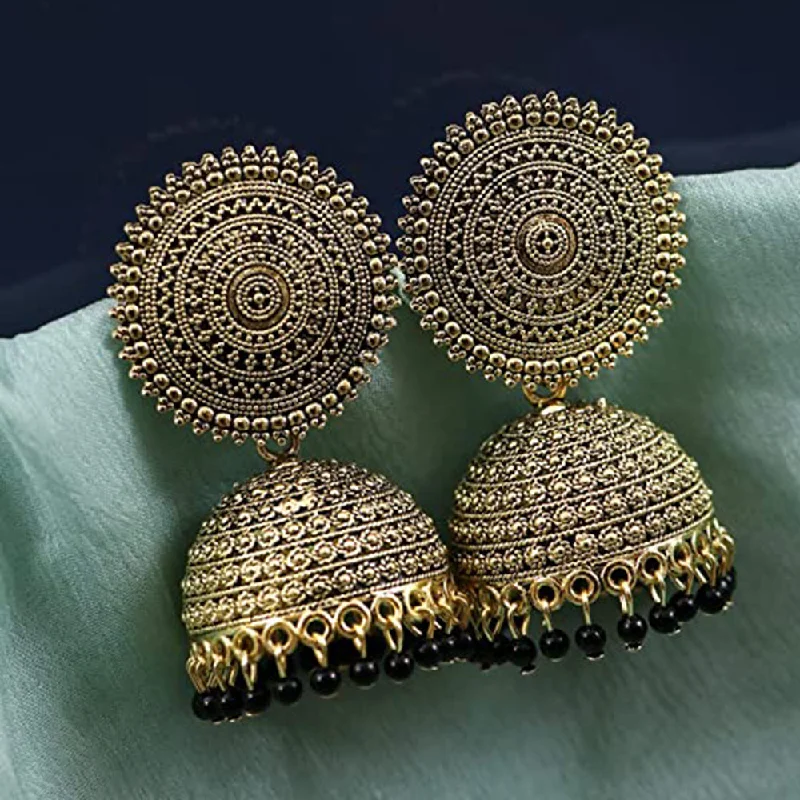 luxury earrings for women-Subhag Alankar Black Attractive Kundan Jhumki earrings ideal for festive wear