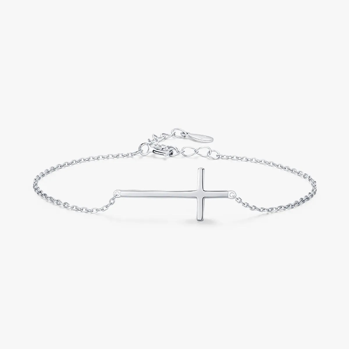 matching bangles and earrings for women-Simple Style Cross Sterling Silver Plating Rhodium Plated Bracelets